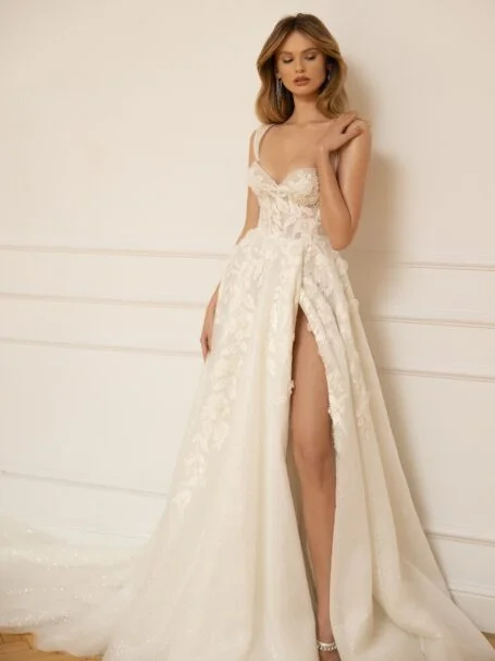 Luxe A1071W Sexy Strapless Slit Leg Wedding Dress